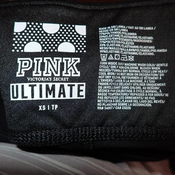 PINK Victoria’s Secret Black and Burgundy Graphic Ultimate Leggings size XS - Picture 3 of 7